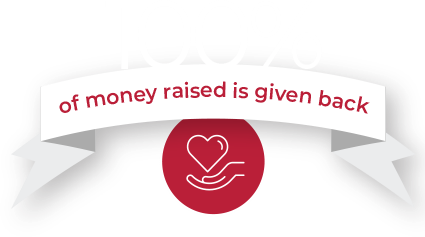 100% of money raised is given back